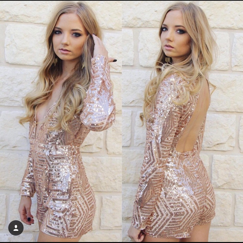 NWT Rose Gold Sequin Romper
