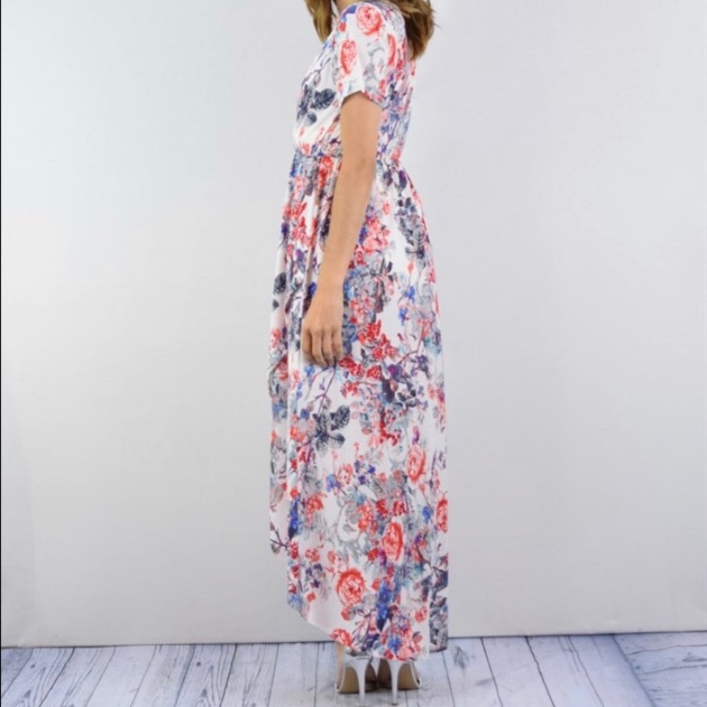 Kimono Style Pastel High Low Maxi Dress