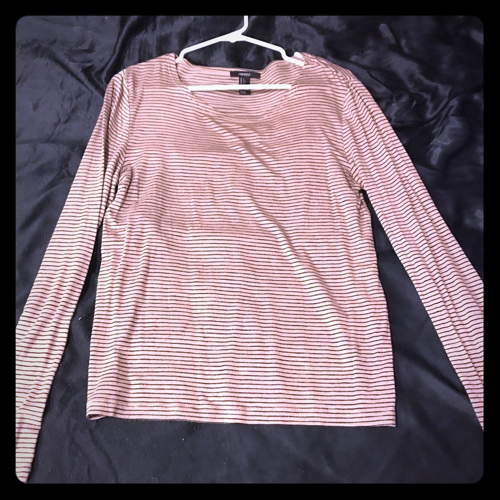 Forever 21 Striped Long Sleeve Crop Top