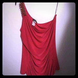 Cold shoulder sexy red top!