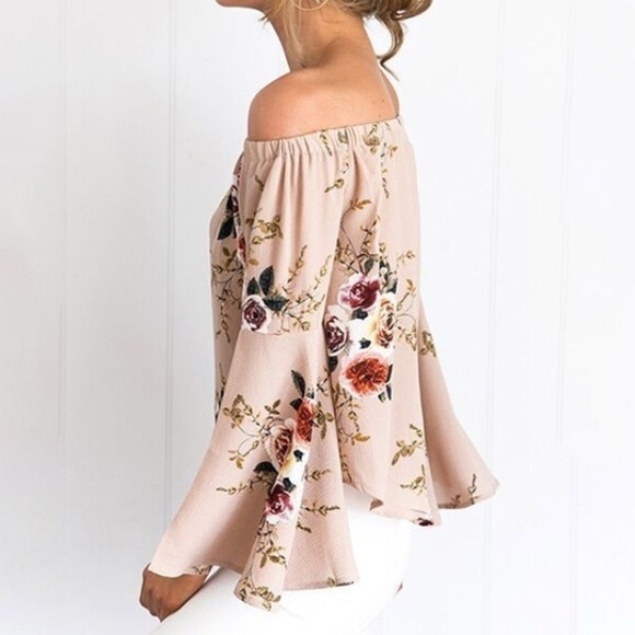 🎉HP🎉Delicate off the shoulder blush blooms top! - Picture 2 of 5