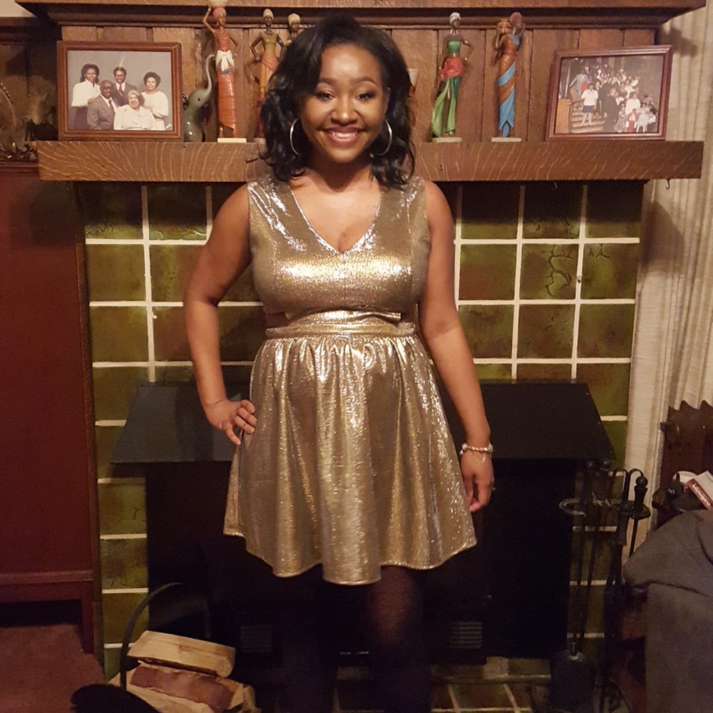 SOLD ‼️ Forever 21 Gold Cutout Party Dress