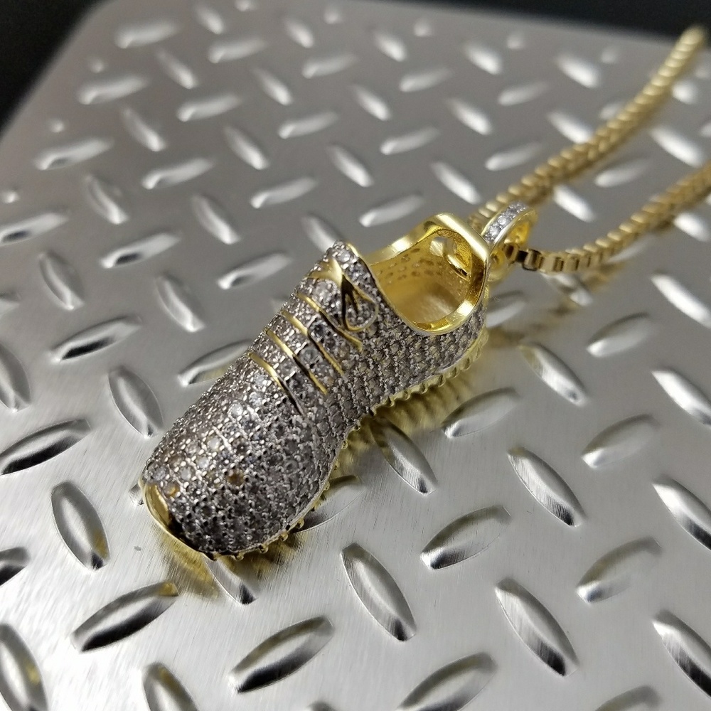 Brass micro pave yeezy boost Shoe pendant necklace - Picture 4 of 4