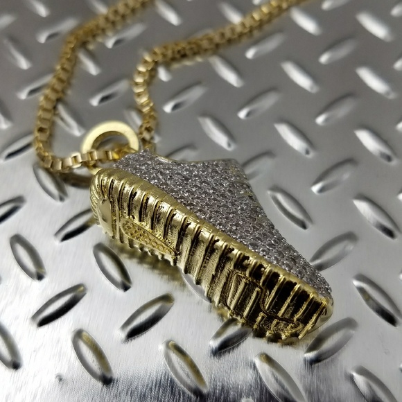 Brass micro pave yeezy boost Shoe pendant necklace - Picture 2 of 4