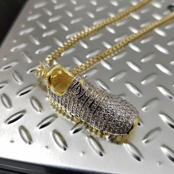 Brass micro pave yeezy boost Shoe pendant necklace - Picture 3 of 4