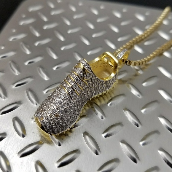 Brass micro pave yeezy boost Shoe pendant necklace - Picture 4 of 4