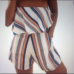 New💓💓Off shoulder strapless print beach romper