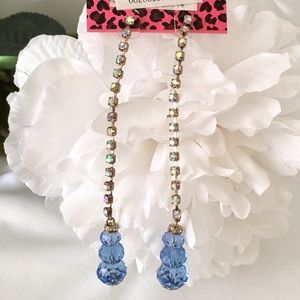 Betsey Johnson Pretty Blue Crystal Long Earrings