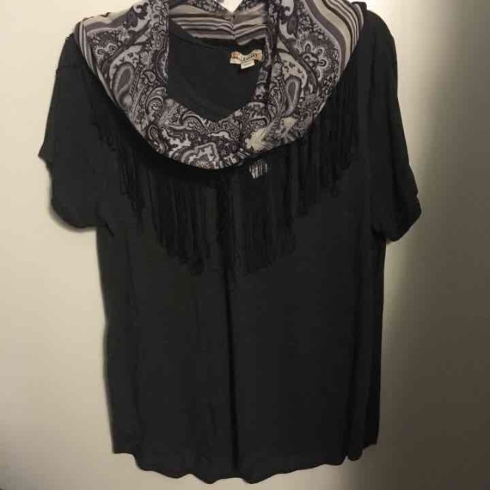 Gray Top with Scarf Attached!