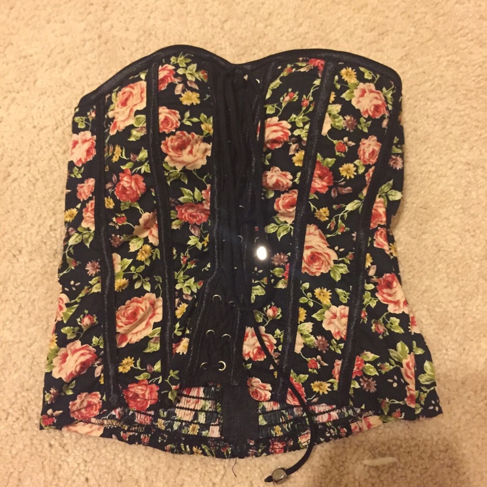 floral lace up corset