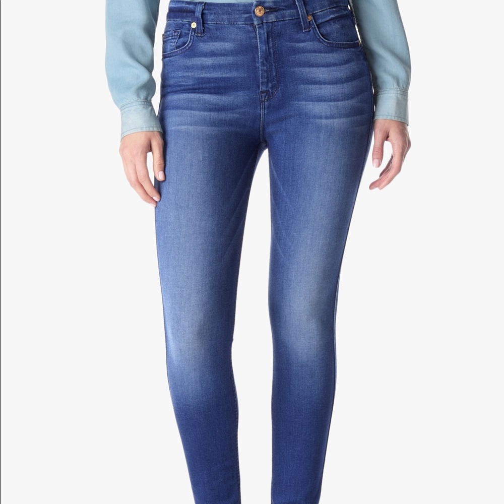 7 for all mankind high rise skinny ankle jeans