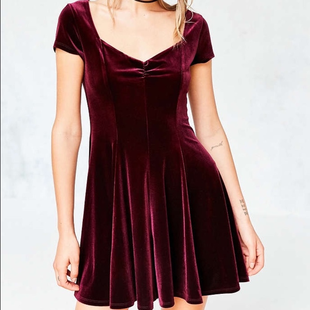 Urban Outfitters Red Velvet Dress