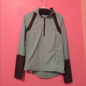 Mint green zippered "turtleneck" sweater