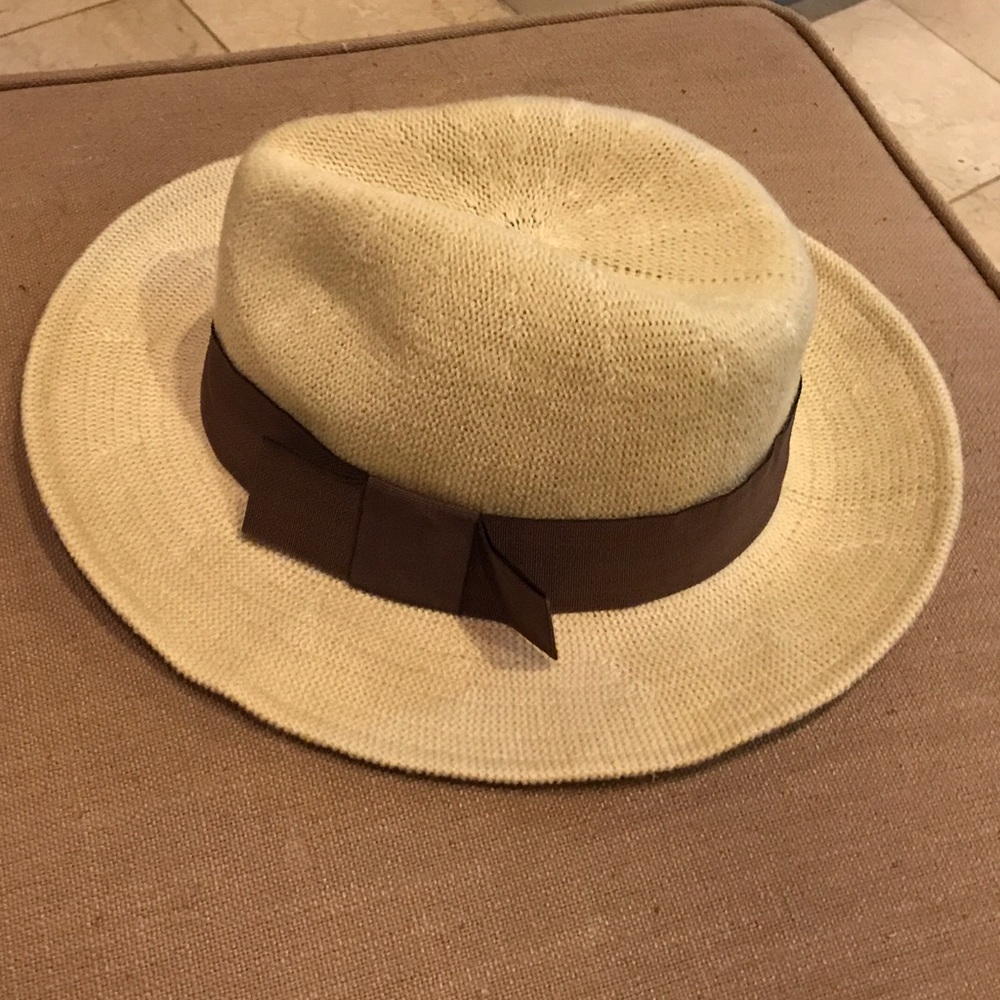 BP  Fedora Hat   Cream & Brown   Linen  OS