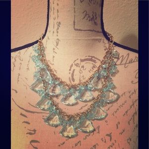 Two Strand Multilayer Aqua Statement Necklace