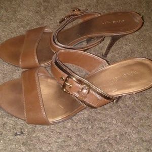 Nine West Slip-on heels Brown with Goldish Tone