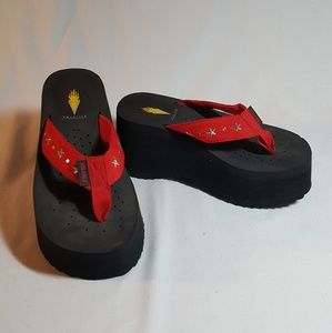 Volatile Red Platform Flip Flop