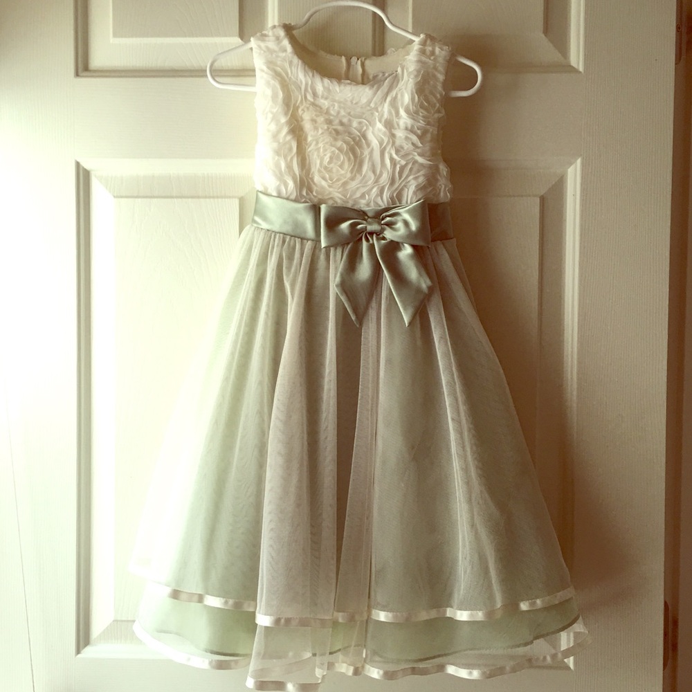 Adorable formal dress in cream and sage
