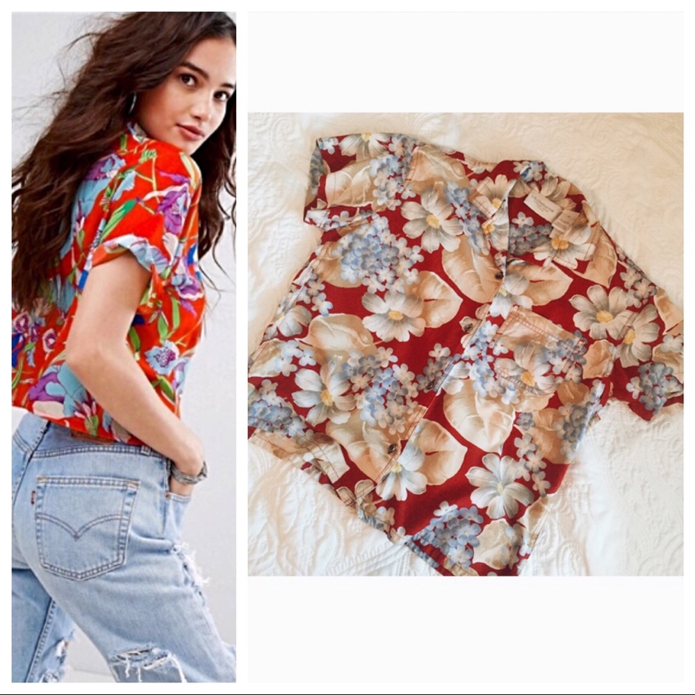 Like New Liz Claiborne Hawaiian Print Top VTG
