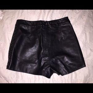 Topshop Feaux Leather Black Shorts