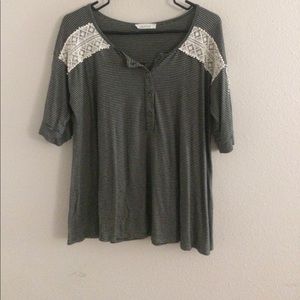 Olive striped Henley