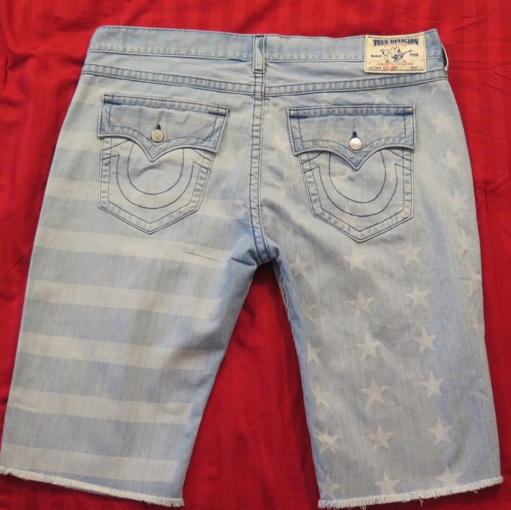 True Religion men's cut off shorts-Stars & Stripes