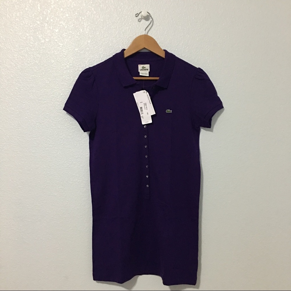 Long Purple Button Up Polo by Lacoste