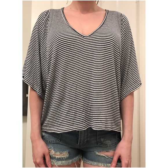 Nordstrom Tops - Nordstrom Stem Brand Navy White Bat Wing Top Shirt