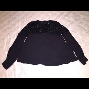 Black dressy blouse with lace shoulders