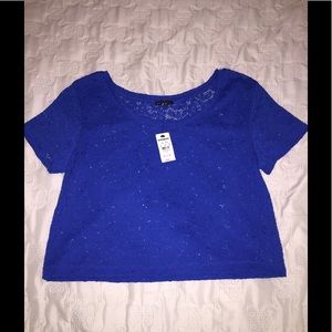 Royal blue lace crop top