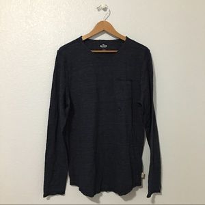 Large Navy Blue Long Sleeve Tee by Hollister