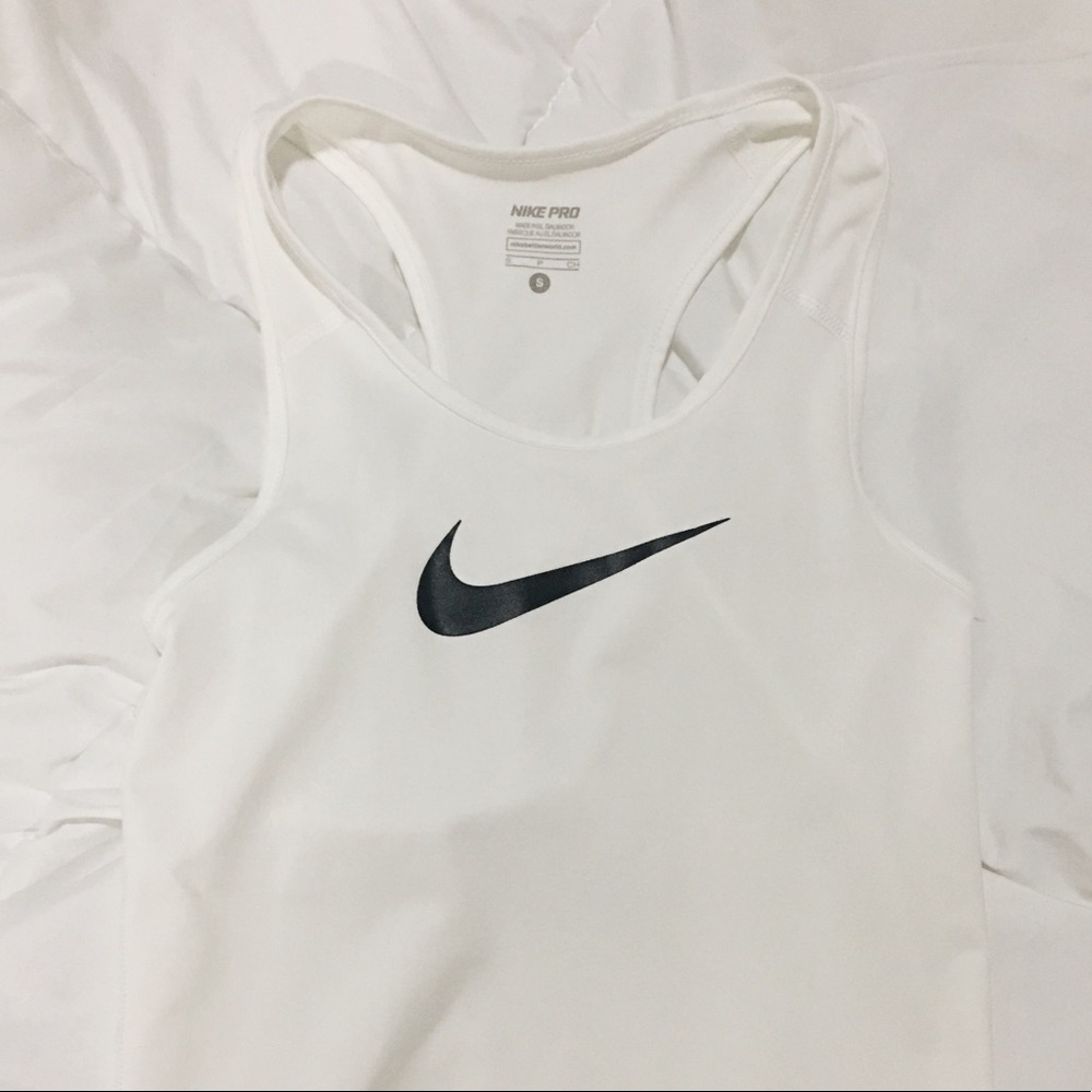 White Nike athletic muscle tee
