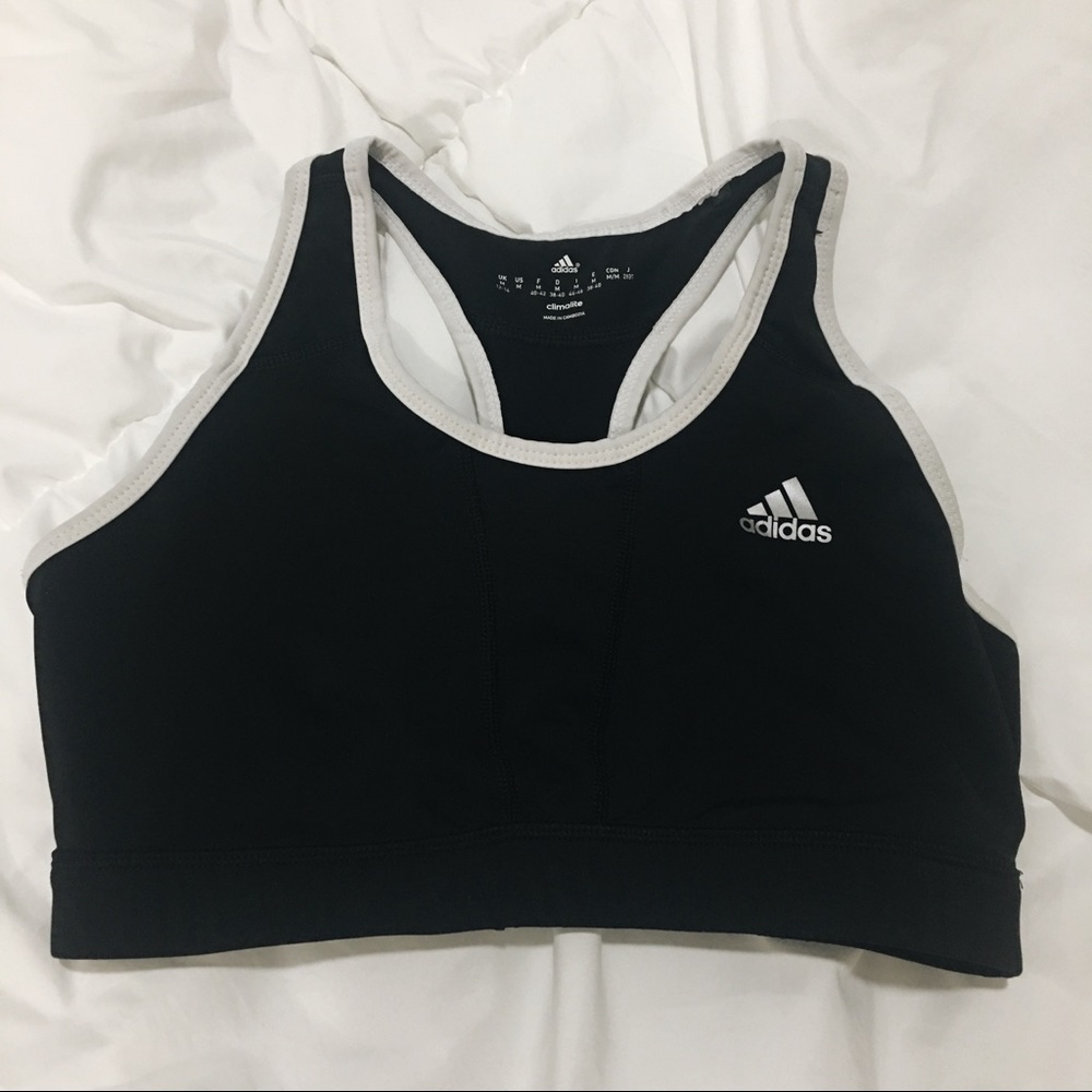Adidas black and white sports bra