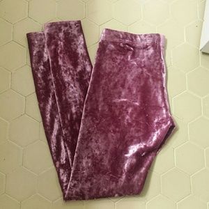 BlackMilk crushed velvet rose pink leggings