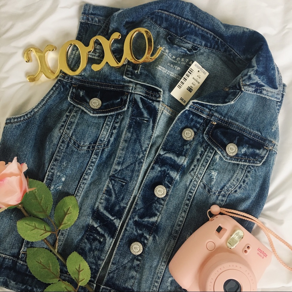 denim vest with distress