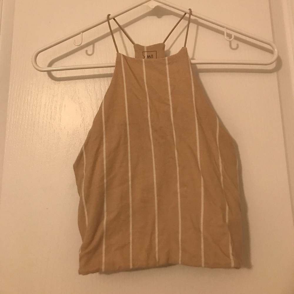 Cream and white striped crop