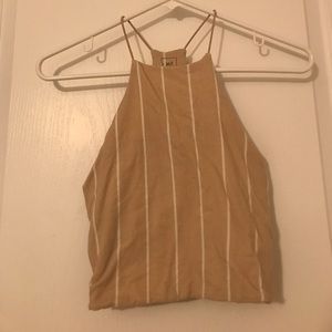 Cream and white striped crop