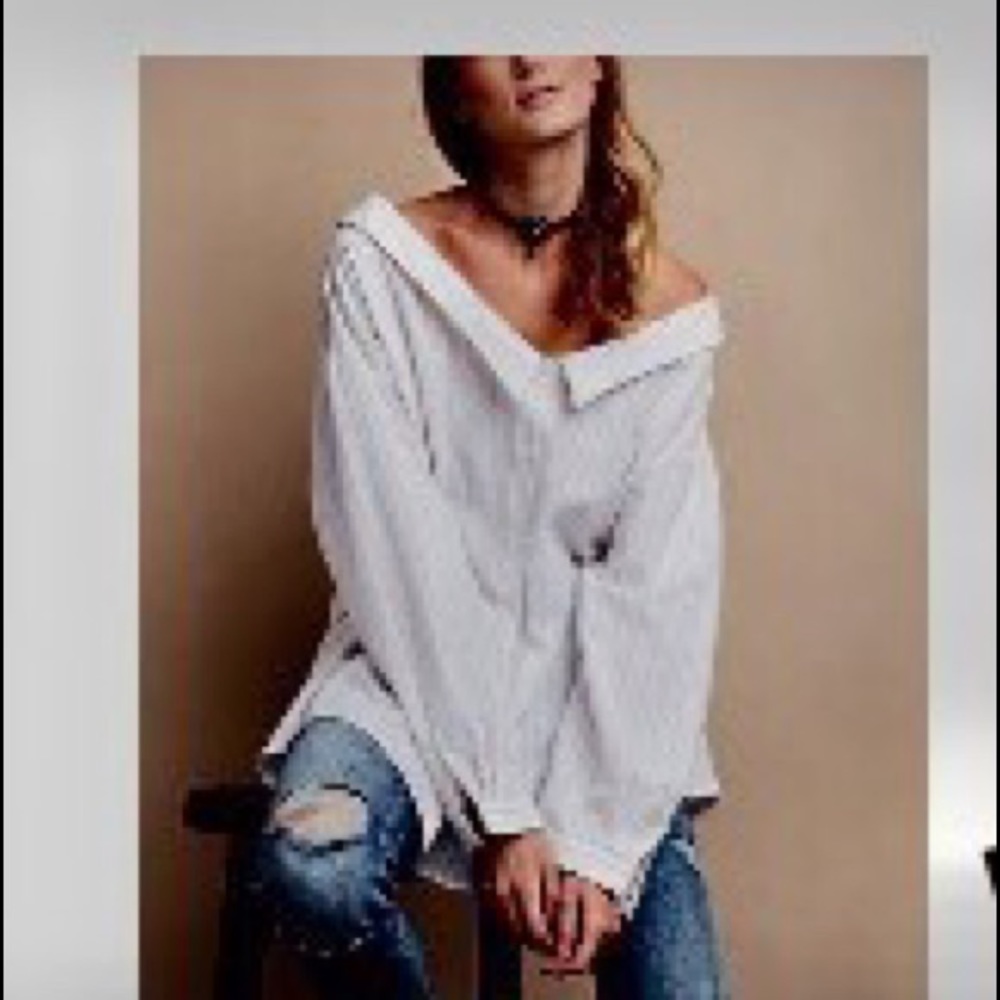 Sexy & cute White & taupe striped off shoulder top
