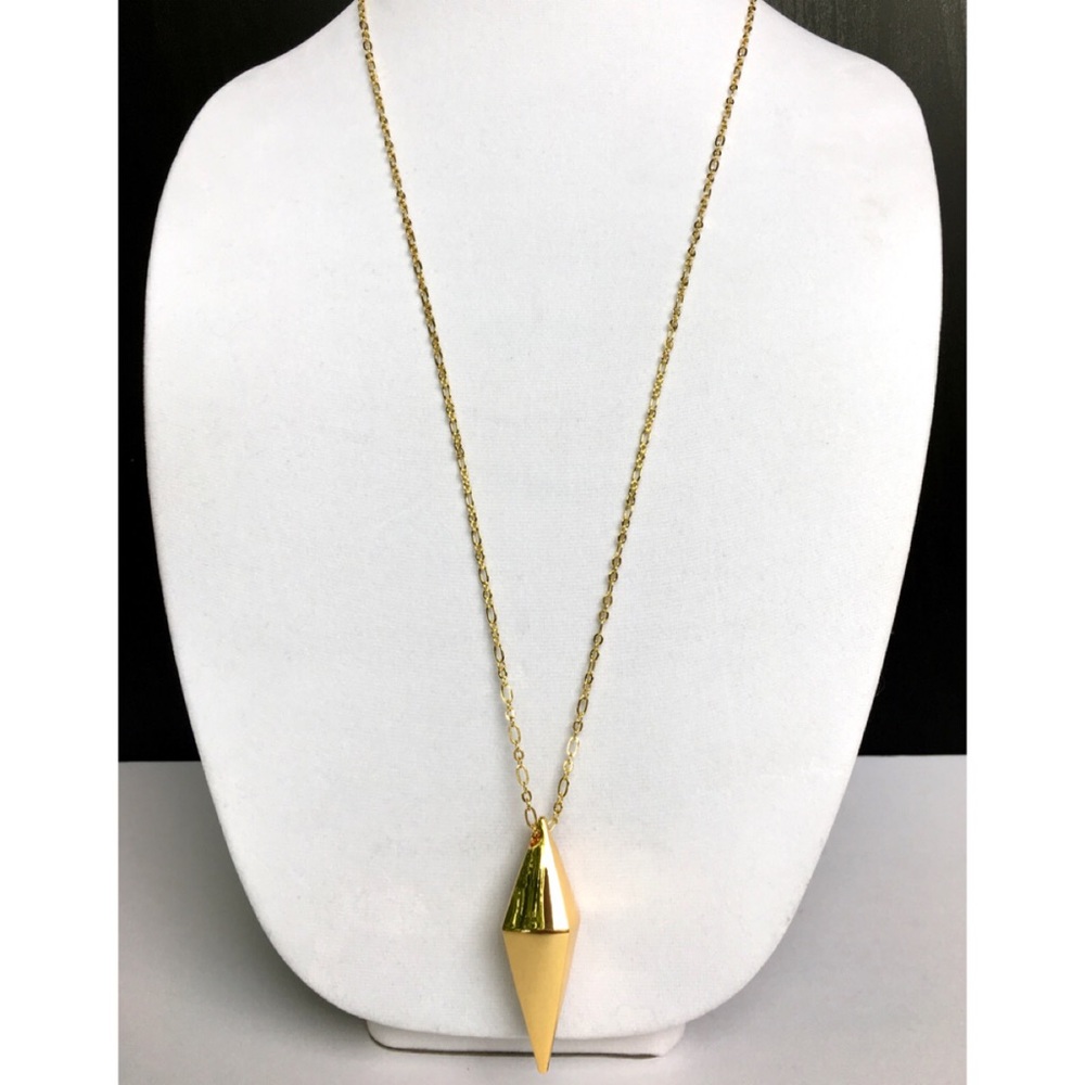 Rebecca Minkoff Pyramid Pendant Long Necklace Gold