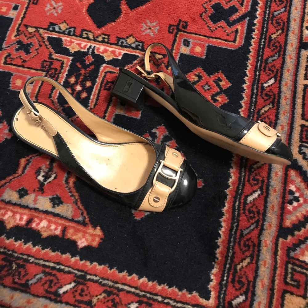 Etienne Aigner Sling-Back Block Heel Flats