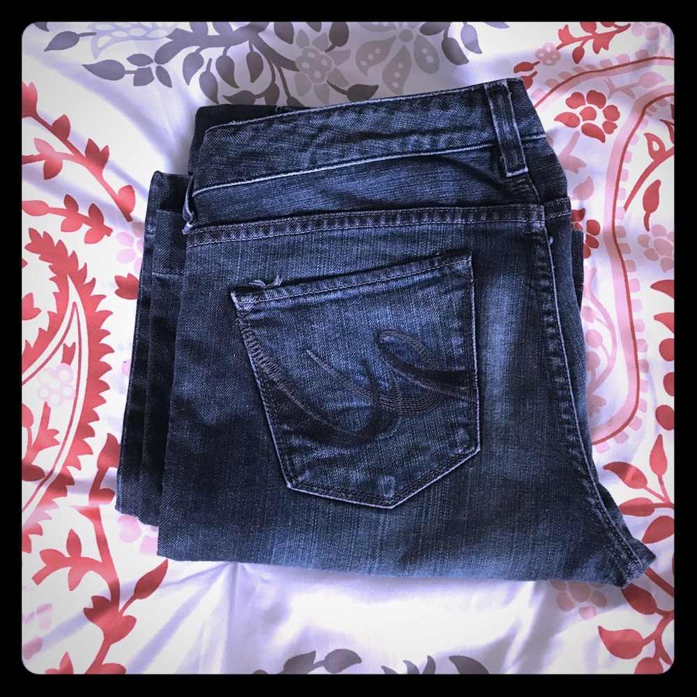 Express dark wash flared jeans!