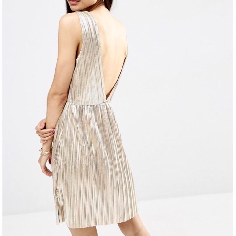 Oh My Love Wrap Metallic pleat MiniDress M