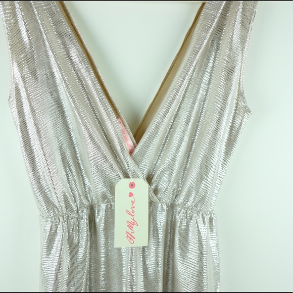 Oh My Love Wrap Metallic pleat MiniDress M - Picture 7 of 7