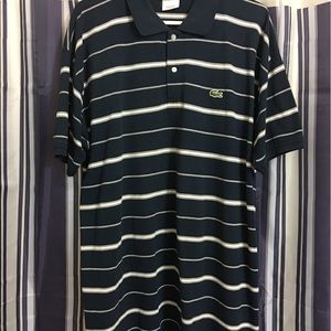 Lacoste Navy blue & white striped polo shirt