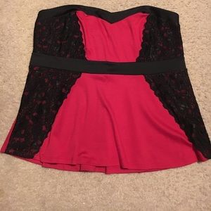 Torrid red and black peplum top size 3