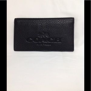 Coach Carriage Black Leather Checkbook Cover