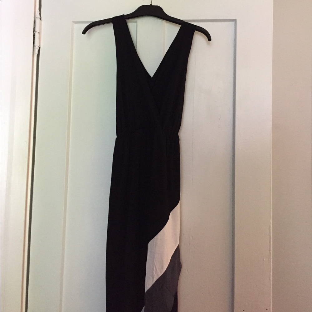 Black cris cross asymmetrical jersey maxi dress
