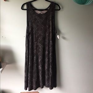Knit Black Patterned Swing Dress