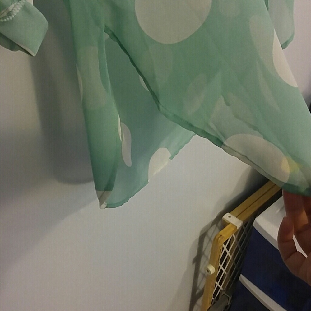 Mint polka dot sheer top!! - Picture 4 of 8