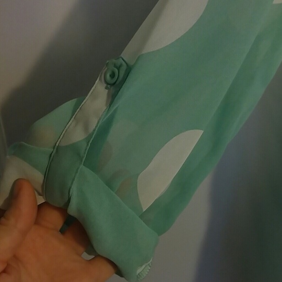Mint polka dot sheer top!! - Picture 3 of 8